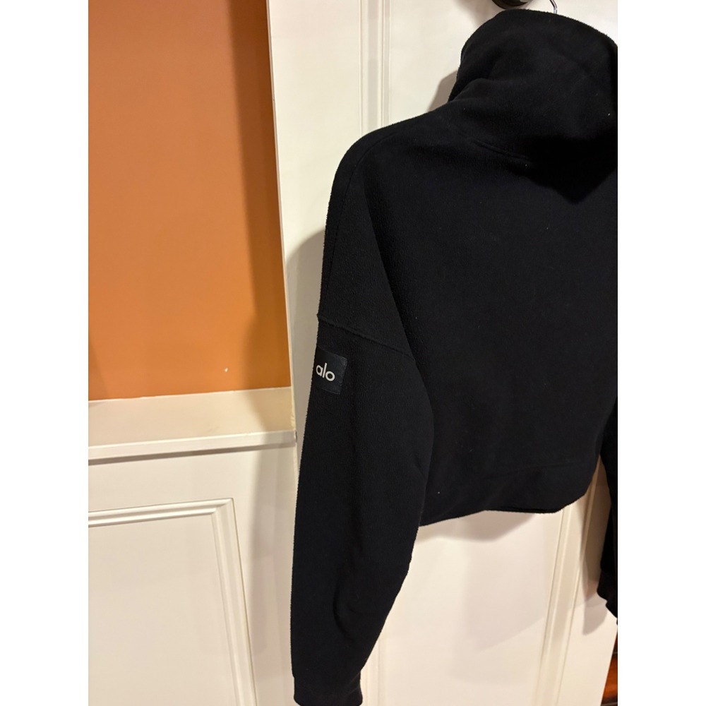 Women's Alo Yoga Black Fleece Cropped top Turtleneck Sweatshirt XS - Picture 5 of 7